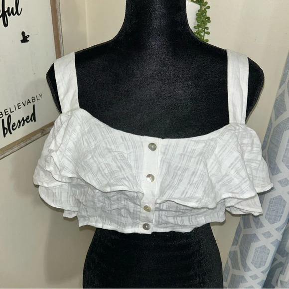 NWOT Show Me Your Mumu Size XL Roslyn Ruffled Square Neck Ruffled Crop top - Picture 1 of 7